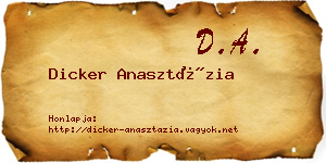 Dicker Anasztázia névjegykártya